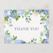 Elegant Blue Hydrangeas Grüne Vielen Dank Postkarte (Vorderseite)