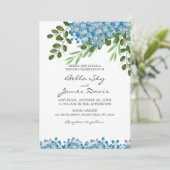 Elegant Blue Hydrangeas Hochzeitseinladung Einladung (Stehend Vorderseite)