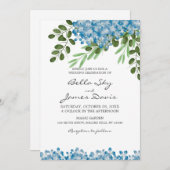 Elegant Blue Hydrangeas Hochzeitseinladung Einladung (Vorne/Hinten)