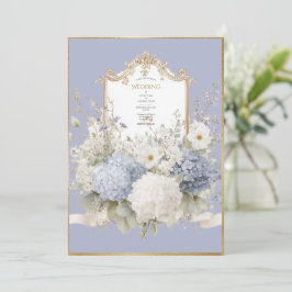 Elegant Blue Hydrangeas Lavender Vintage Wedding Einladung
