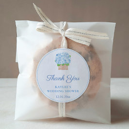 Elegant Blue Hydrangeas Polterabend Gefallen Runder Aufkleber