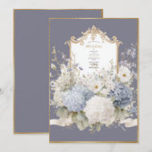 Elegant Blue Hydrangeas Purple Vintage Wedding Einladung (Vorne/Hinten)