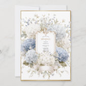 Elegant Blue Hydrangeas Vintage Budget Wedding Einladung (Vorderseite)