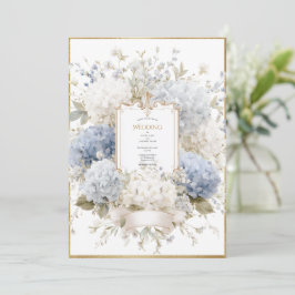 Elegant Blue Hydrangeas Vintage Budget Wedding Einladung