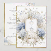 Elegant Blue Hydrangeas Vintage Budget Wedding Einladung (Vorne/Hinten)
