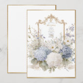 Elegant Blue Hydrangeas Vintage Wedding Einladung (Vorne/Hinten)