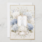 Elegant Blue Hydrangeas Vintage Wedding Einladung (Vorderseite)