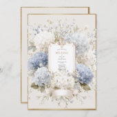 Elegant Blue Hydrangeas Vintage Wedding Einladung (Vorne/Hinten)