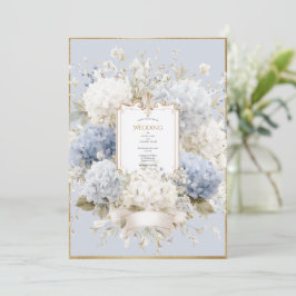 Elegant Blue Hydrangeas Vintage Wedding Einladung