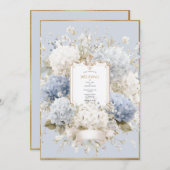 Elegant Blue Hydrangeas Vintage Wedding Einladung (Vorne/Hinten)