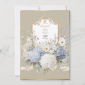 Elegant Blue Hydrangeas Vintage Wedding Einladung (Vorderseite)