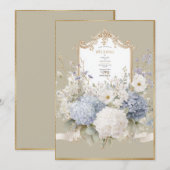 Elegant Blue Hydrangeas Vintage Wedding Einladung (Vorne/Hinten)