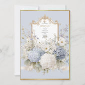 Elegant Blue Hydrangeas Vintage Wedding Einladung (Vorderseite)