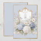 Elegant Blue Hydrangeas Vintage Wedding Einladung (Vorne/Hinten)