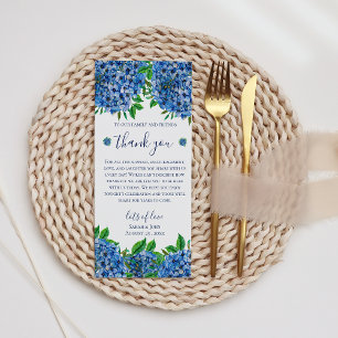 Elegant Blue Hydrangeas Watercolor Wedding Dankeskarte