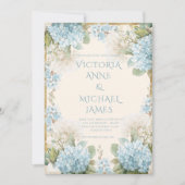 Elegant Blue Hydrangeas Wedding Einladung (Vorderseite)