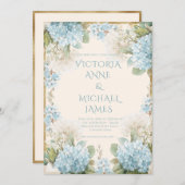 Elegant Blue Hydrangeas Wedding Einladung (Vorne/Hinten)
