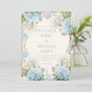 Elegant Blue Hydrangeas Wedding Einladung