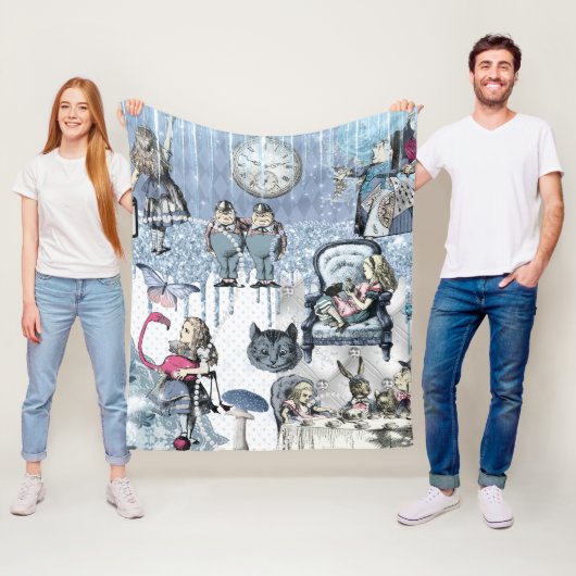 Elegant Blue Ice Alice im Wunderland Silver Glitte Fleecedecke (Beispiel)