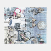 Elegant Blue Ice Alice im Wunderland Silver Glitte Fleecedecke (Vorderseite (Horizontal))
