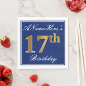 Elegant Blue, Imitate Gold 17. Geburtstag; Individ Serviette (Beispiel)
