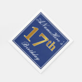 Elegant Blue, Imitate Gold 17. Geburtstag; Individ Serviette (Ecke)