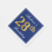 Elegant Blue, Imitate Gold 28. Geburtstag; Individ Serviette (Ecke)
