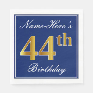 Elegant Blue, Imitate Gold 44. Geburtstag; Individ Serviette