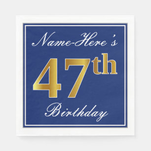 Elegant Blue, Imitate Gold 47. Geburtstag; Individ Serviette