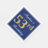 Elegant Blue, Imitate Gold 53. Geburtstag; Individ Serviette (Ecke)