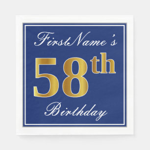Elegant Blue, Imitate Gold 58. Geburtstag; Individ Serviette