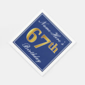 Elegant Blue, Imitate Gold 67. Geburtstag; Individ Serviette (Ecke)