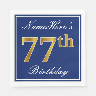 Elegant Blue, Imitate Gold 77. Geburtstag; Individ Serviette
