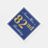 Elegant Blue, Imitate Gold 82. Geburtstag; Individ Serviette (Ecke)