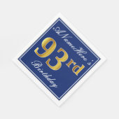 Elegant Blue, Imitate Gold 93. Geburtstag; Individ Serviette (Ecke)