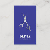 Elegant Blue Imitats Silver Scissors Bold Hair Sal Visitenkarte (Vorderseite)