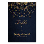 Elegant Blue Indian Traditional Design Wedding Tischnummer (Vorderseite)