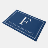 Elegant Blue Initial Familienname Fußmatte (Schrägansicht)