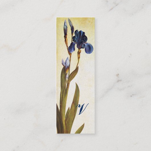 ELEGANT BLUE IRIS Monogramm Mini Visitenkarte (Rückseite)