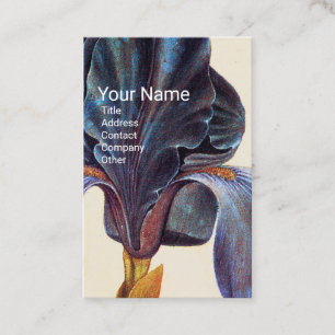 ELEGANT BLUE IRIS Monogramm Visitenkarte