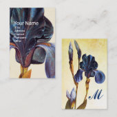 ELEGANT BLUE IRIS Monogramm Visitenkarte (Vorne/Hinten)