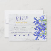Elegant Blue Irish Bloral on Gray Marble Wedding RSVP Karte (Vorderseite)