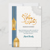 Elegant Blue Islamic Ramadan Iftar Invitation Einladung (Rückseite)