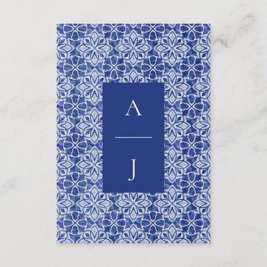 Elegant Blue Italian Lemon botanical Wedding RSVP Begleitkarte (Rückseite)