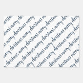 Elegant Blue Ivory Frohe Weihnachten Geschenkpapier Set (Vorderseite)