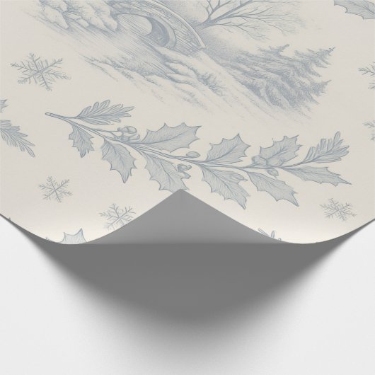Elegant Blue & Ivory Winter Toile Christmas Geschenkpapier (Ecke)