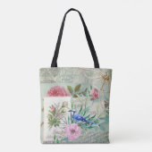 Elegant Blue Jay Bird Vintag Rosa Blüte und Name Tasche (Rückseite)
