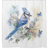 Elegant Blue Jay Butterflies Painting Duschvorhang (Vorderseite)