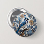 Elegant Blue Jay William Morris Inspiriert Button (Vorne & Hinten)