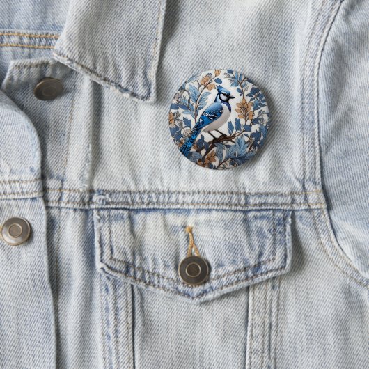 Elegant Blue Jay William Morris Inspiriert Button (Beispiel)